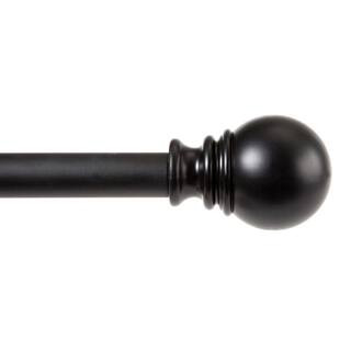 Kenney Layla 30 in. - 84 in. Adjustable Single Value Curtain Rod 1 in. Diameter in Black with Bal... | The Home Depot
