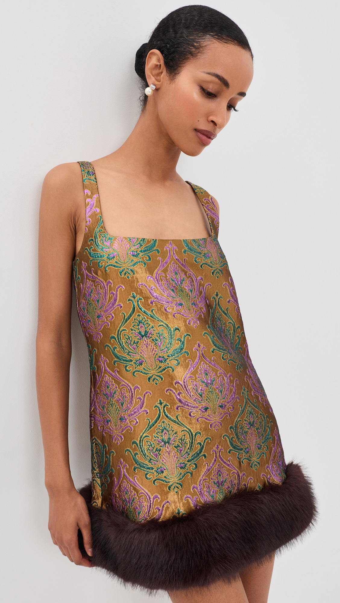 Retrofête Sulvie Brocade Dress Met Ochre Damask XXS | Shopbop