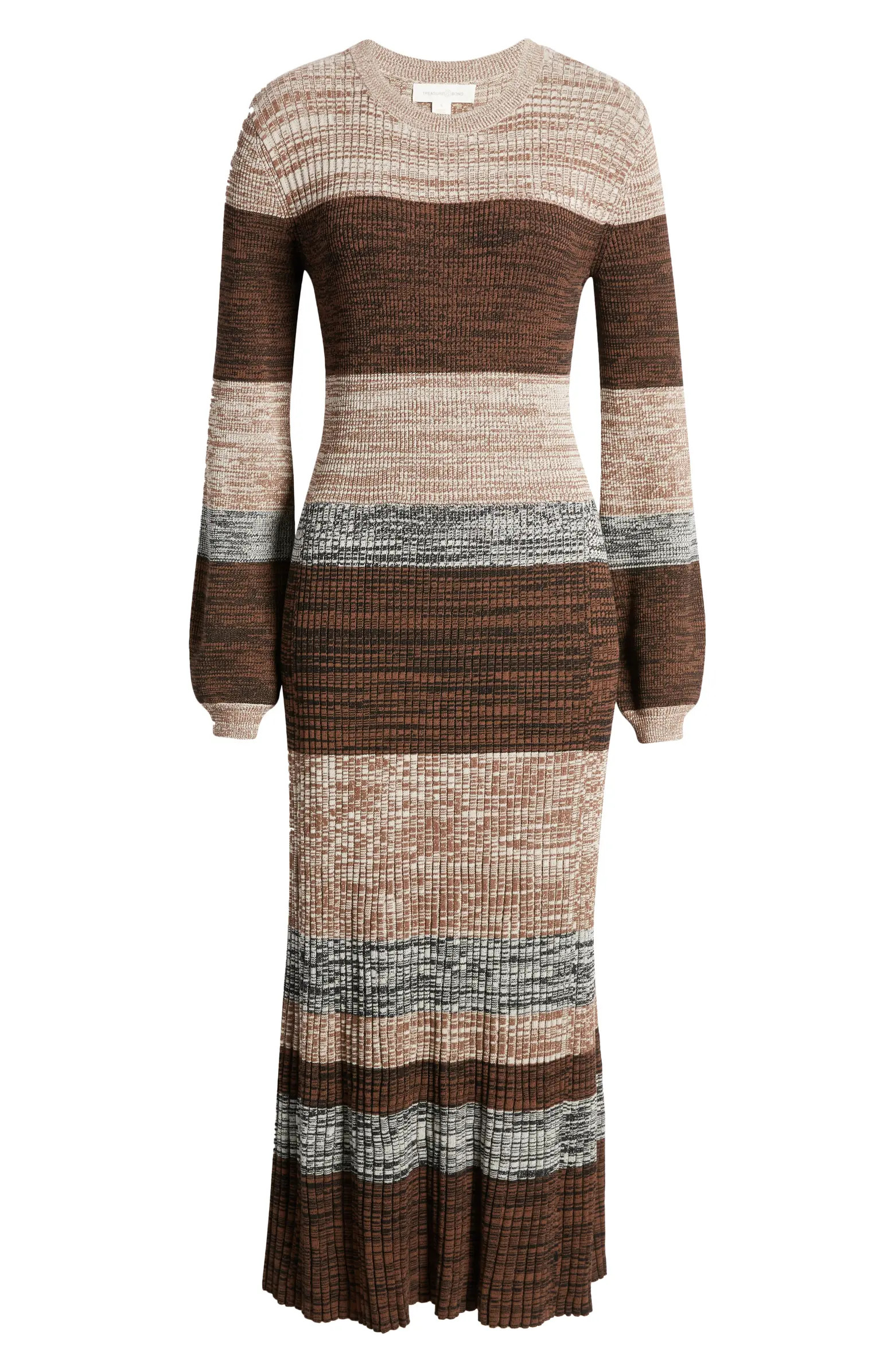 Stripe Long Sleeve Rib Maxi Sweater Dress | Nordstrom
