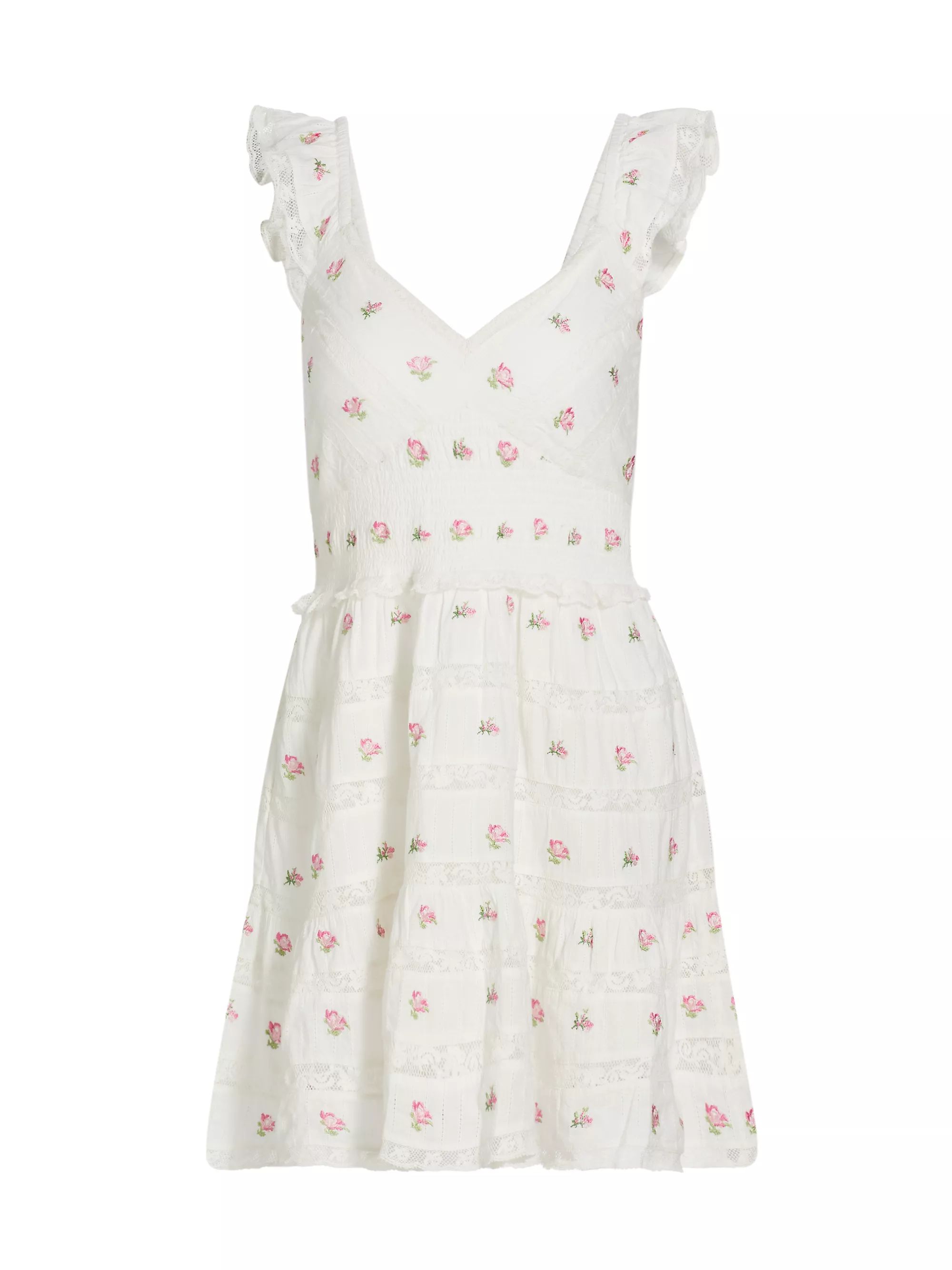Finny Lace-Trimmed Floral Minidress | Saks Fifth Avenue