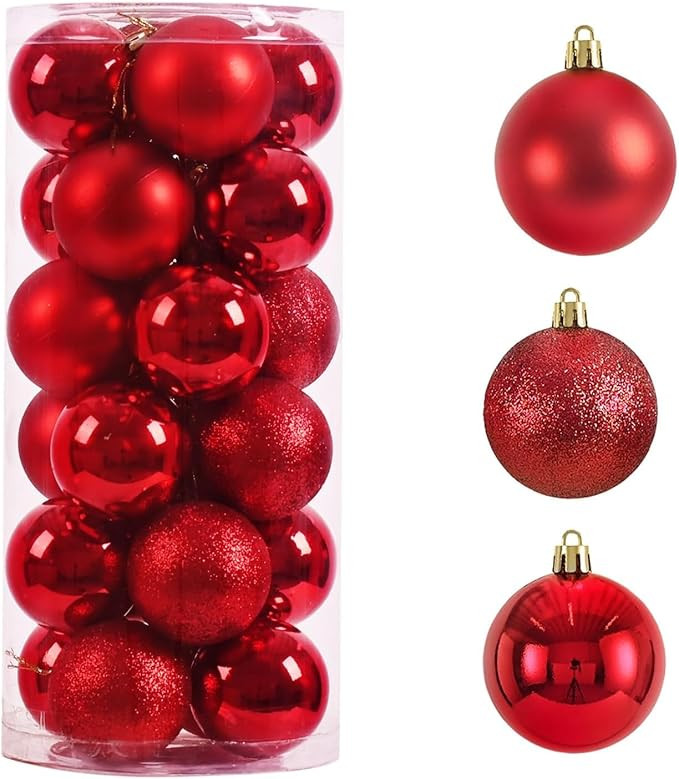 24pcs Mini Christmas Balls Ornaments, Shatterproof Christmas Hanging Balls for Xmas Tree, Holiday... | Amazon (US)