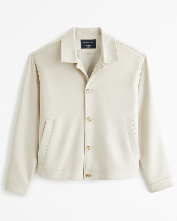 Men's Cropped Vegan Suede Jacket | Men's Coats & Jackets | Abercrombie.com | Abercrombie & Fitch (US)