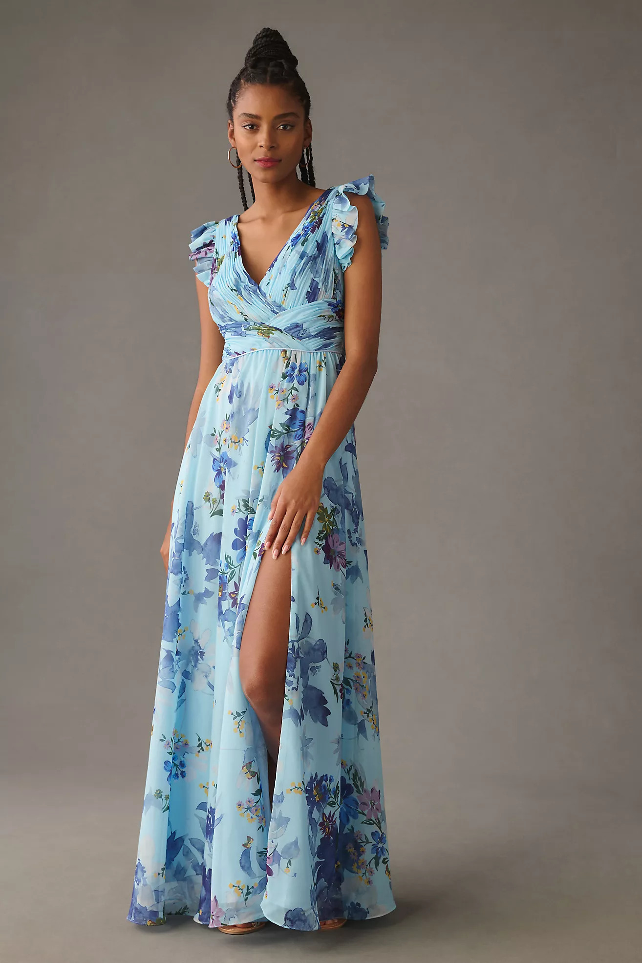 Mac Duggal Flutter-Sleeve Chiffon Gown | Anthropologie (US)