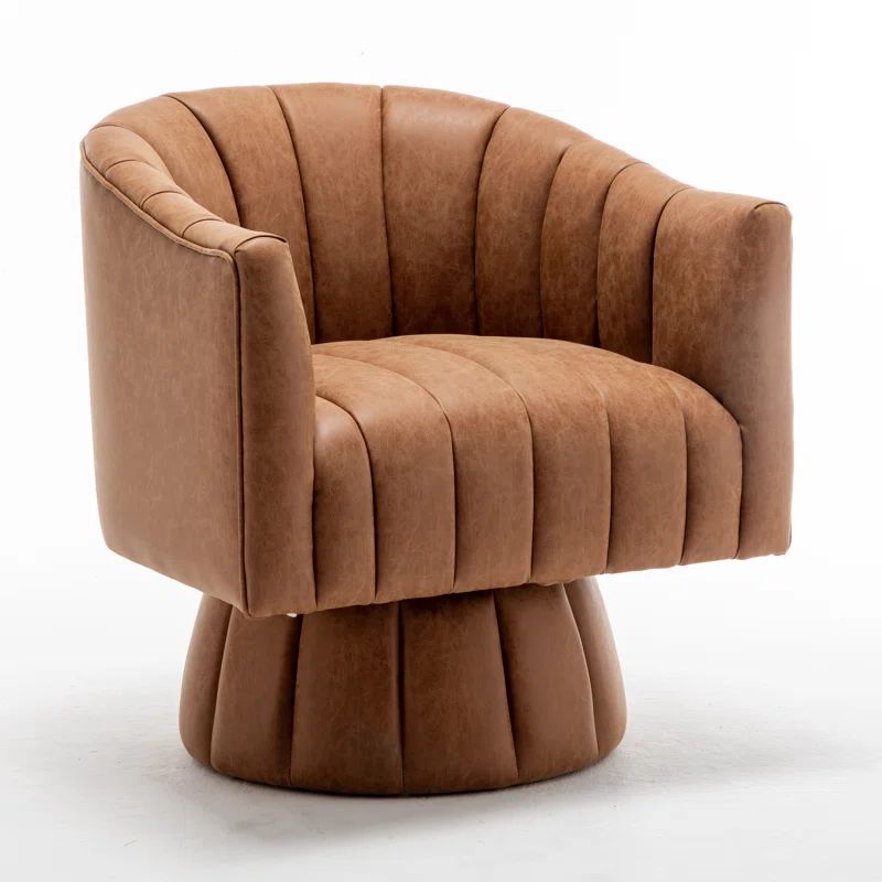 Mossley Faux Leather Swivel Barrel Chair | Wayfair North America