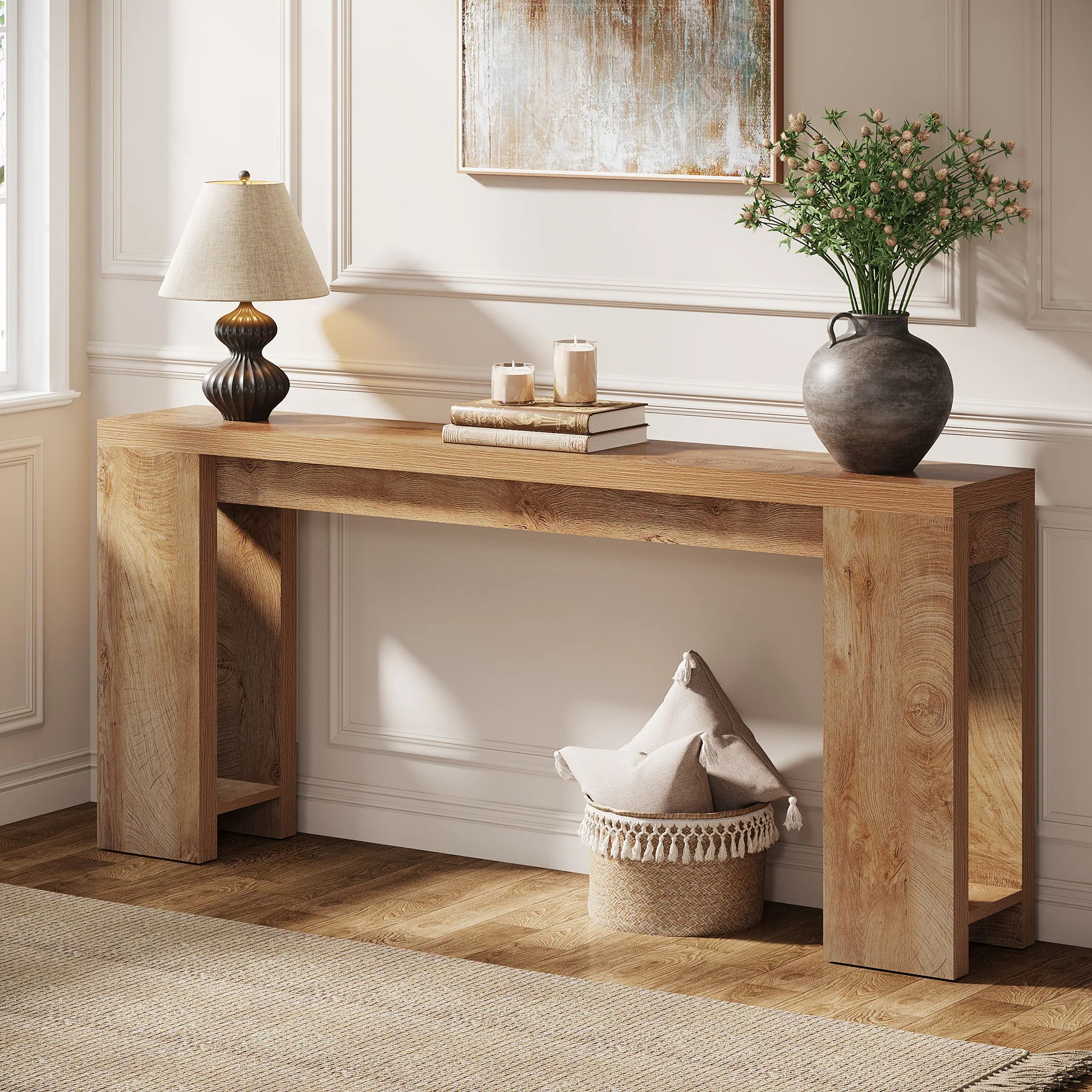 70.9 Inches Extra Long Console Table for Living Room, Hallway - Brown | Overstock