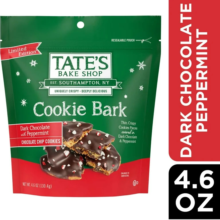 Tate's Bake Shop Holiday Cookie Bark, Chocolate Chip Cookies with Dark Chocolate and Peppermint, ... | Walmart (US)