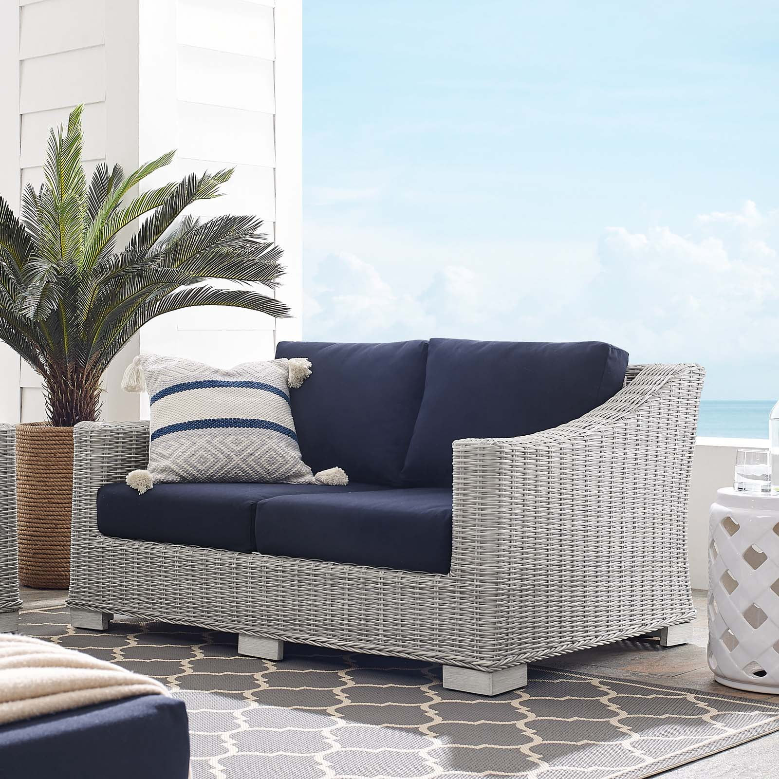 Conway SunbrellaOutdoor Patio Wicker Rattan Loveseat-EEI-3973 | Walmart (US)