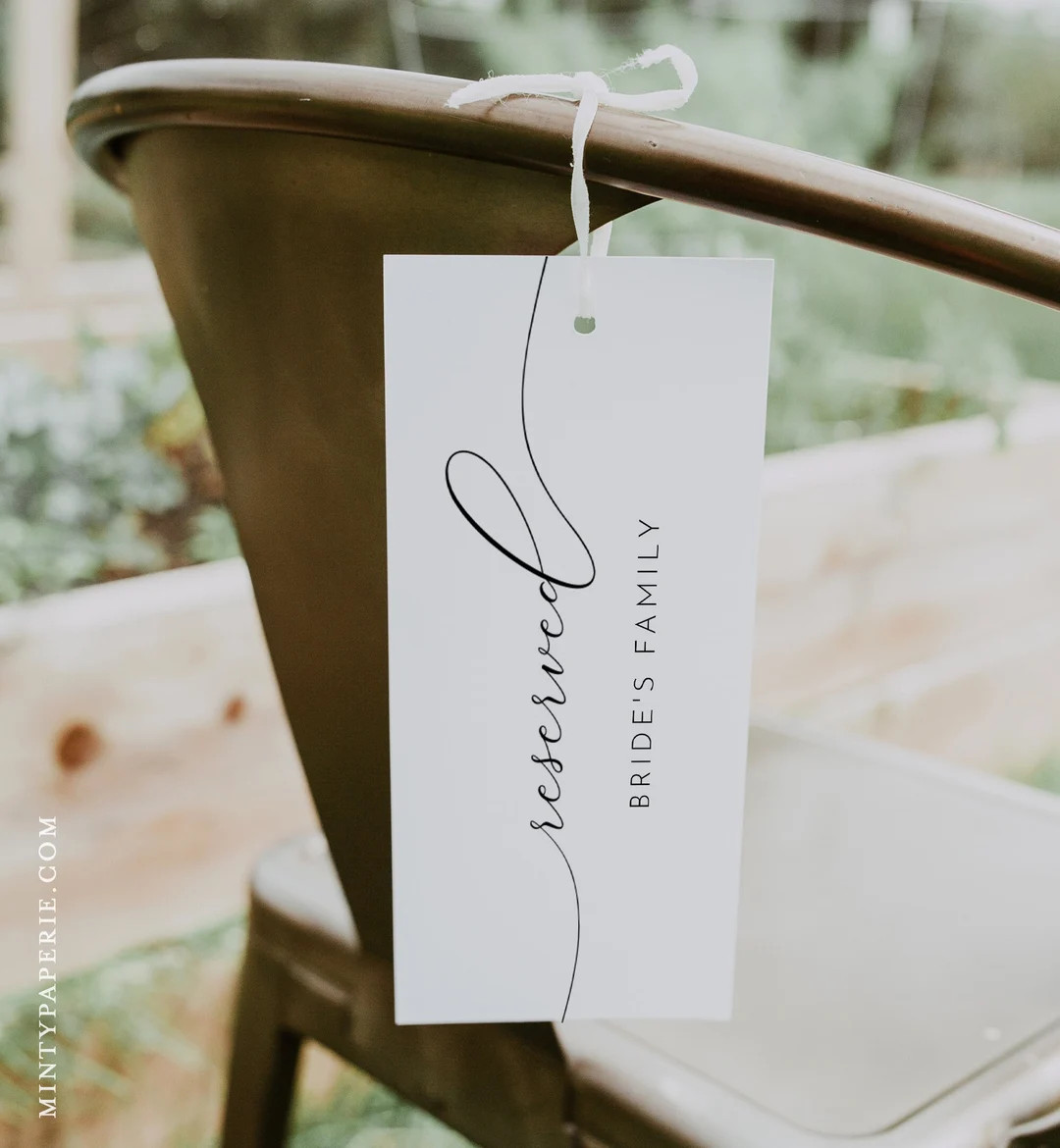 Reserved Seating Tag Wedding Reserved Chair / Row Card - Etsy | Etsy (US)