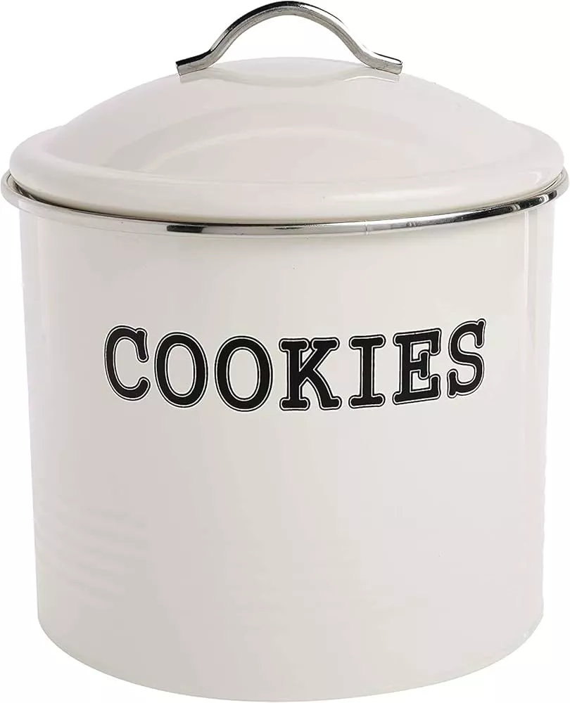 AuldHome Black Enamelware Cookie Jar, Large Modern Farmhouse Treats Canister