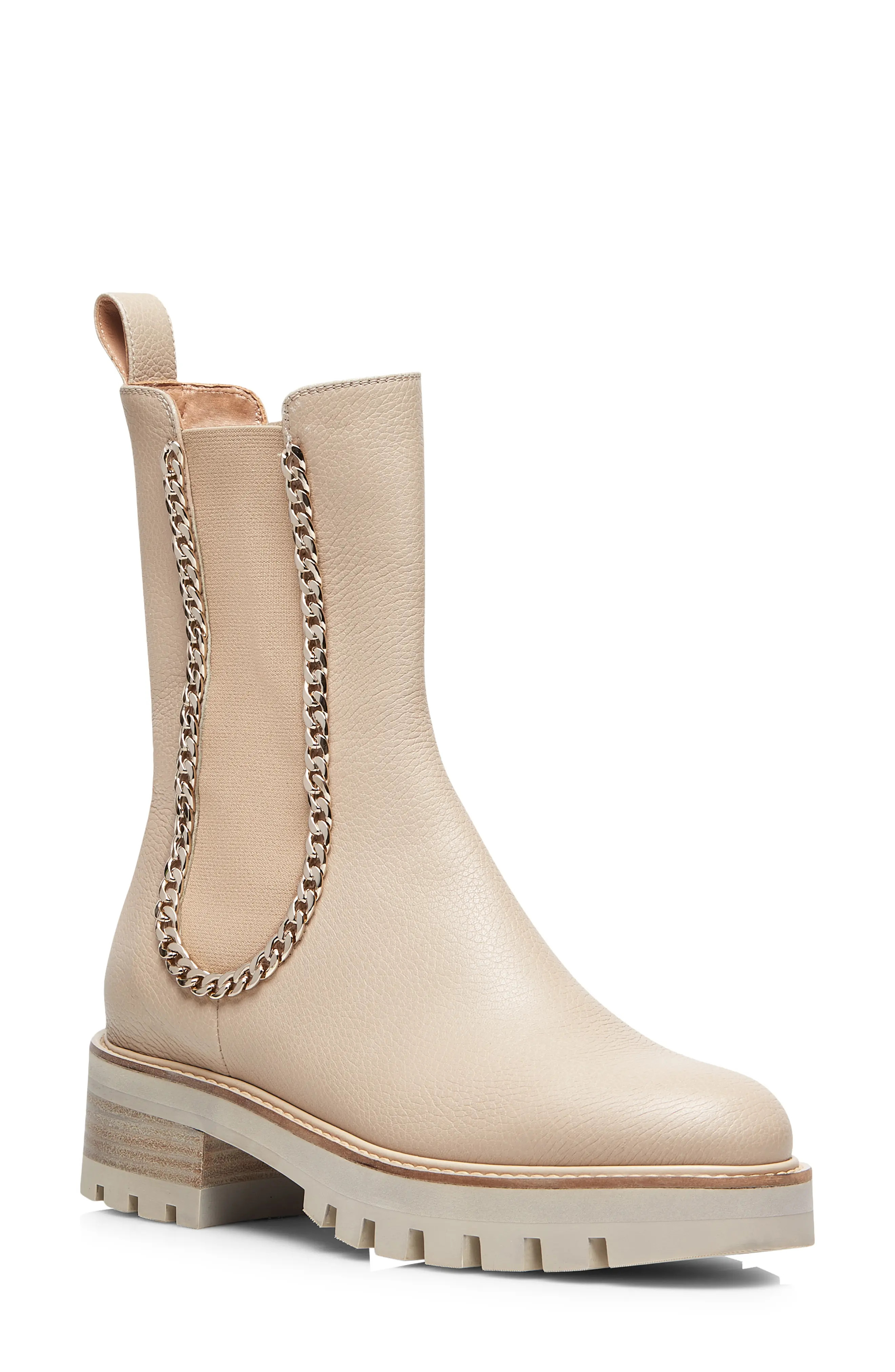 Aquazzura Mason Chain Chelsea Boot, Size 6.5Us in Soft Beige at Nordstrom | Nordstrom