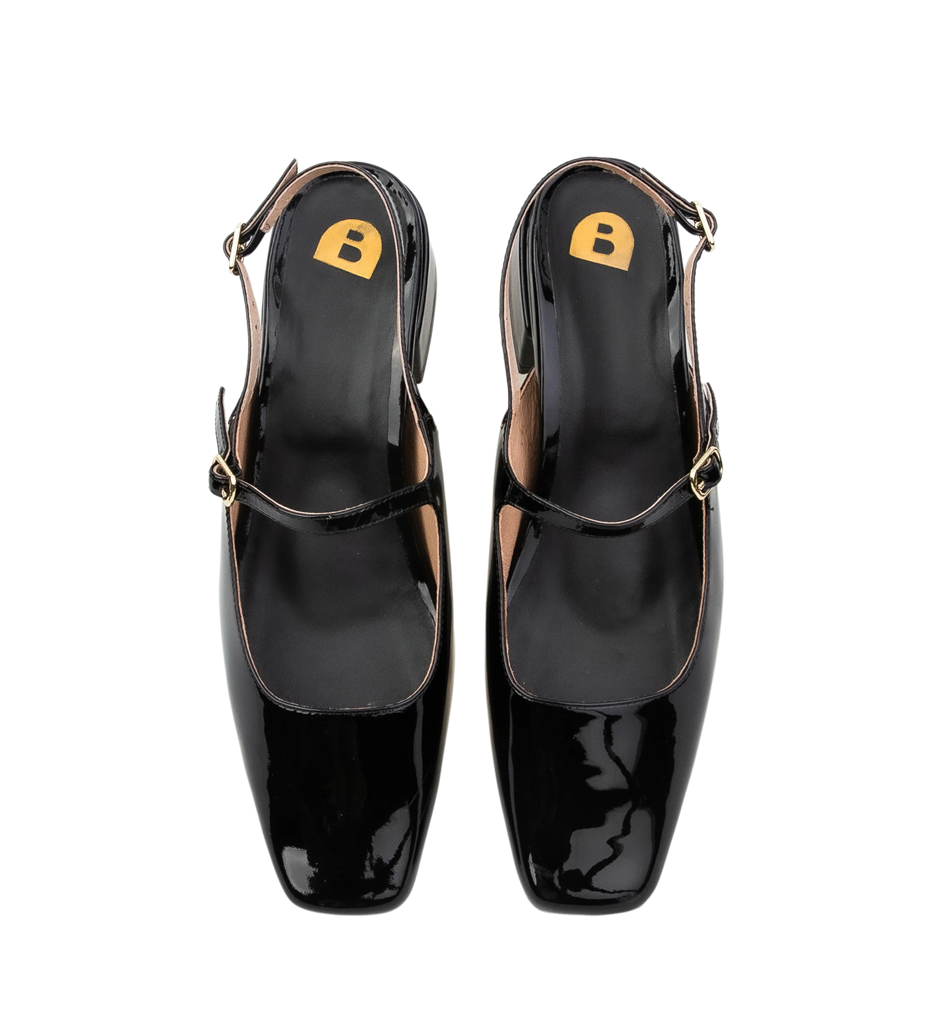 Myza Black Patent Leather Low Heels - Bared Footwear | Bared Footwear