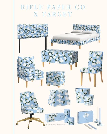 Rifle Paper Co X Target collection! Hydrangea fabric. Chairs. Headboard. Bed. Screen. Candlestick. Storage bench. Ottoman. Planters. Home decor. 

#LTKSeasonal #LTKSpringSale #LTKhome