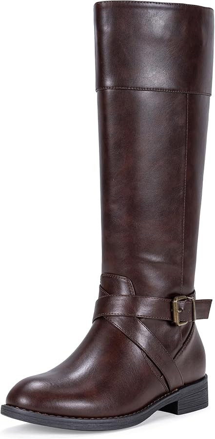 Vepose Women's 49 Knee High Tall Riding Boots with Low Heel + Wide Calf | Amazon (US)