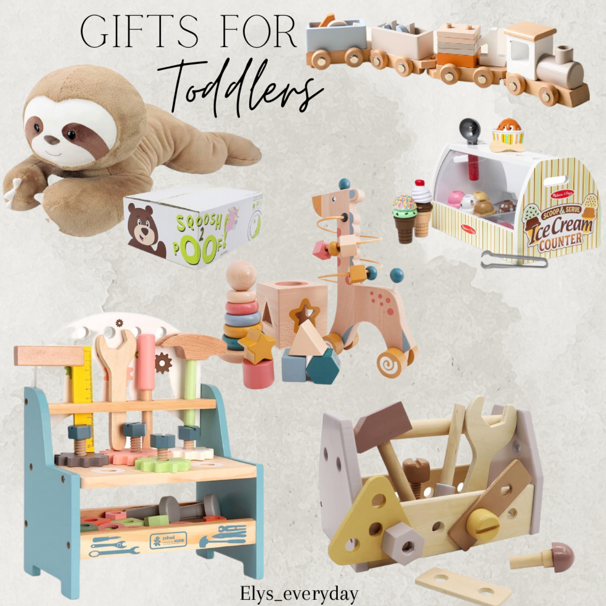 Toddler gifts 

Toddler, presents, Christmas, gifts, baby, girl, boys, wood, train set, tools, tool bench, stuffed animal, sloth, ice cream set

#LTKGiftGuide #LTKsalealert #LTKbaby