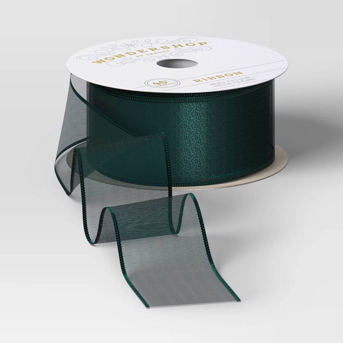 30' Christmas Fabric Ribbon Green Sheer - Wondershop™ | Target