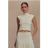 Romaine High Neck Bandage Knit Top - Ivory I MESHKI I Size S | MESHKI US