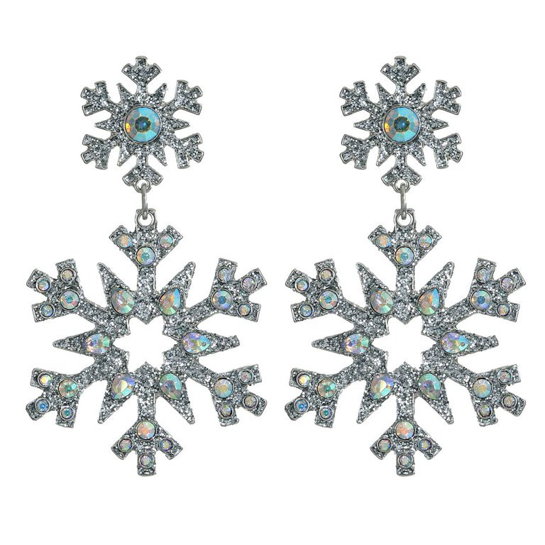 Holiday Time Women's Snowflake Earring White Blue | Walmart (US)