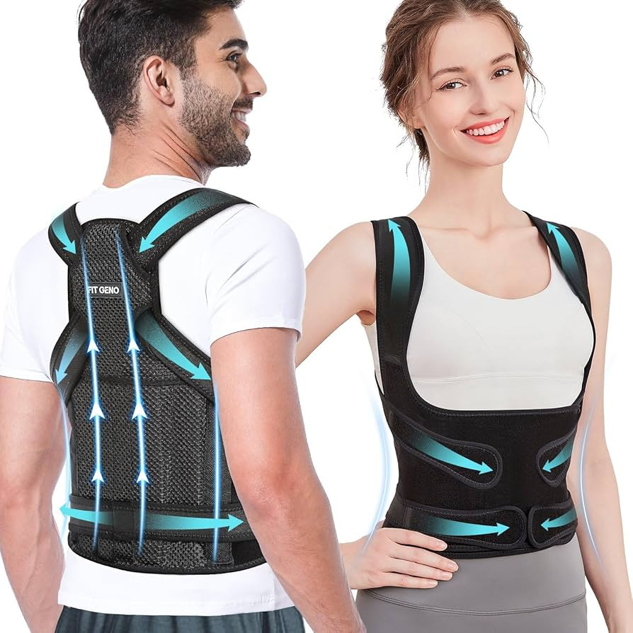 Fit Geno Back Brace Posture Corrector for Women and Men, Shoulder Straightener, Adjustable Full B... | Amazon (US)