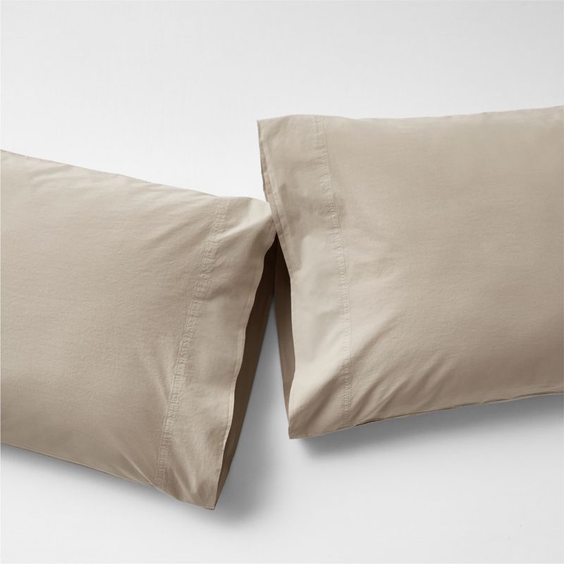 Favorite Washed Organic Cotton Sand Beige King Pillowcases, Set of 2 + Reviews | Crate & Barrel | Crate & Barrel