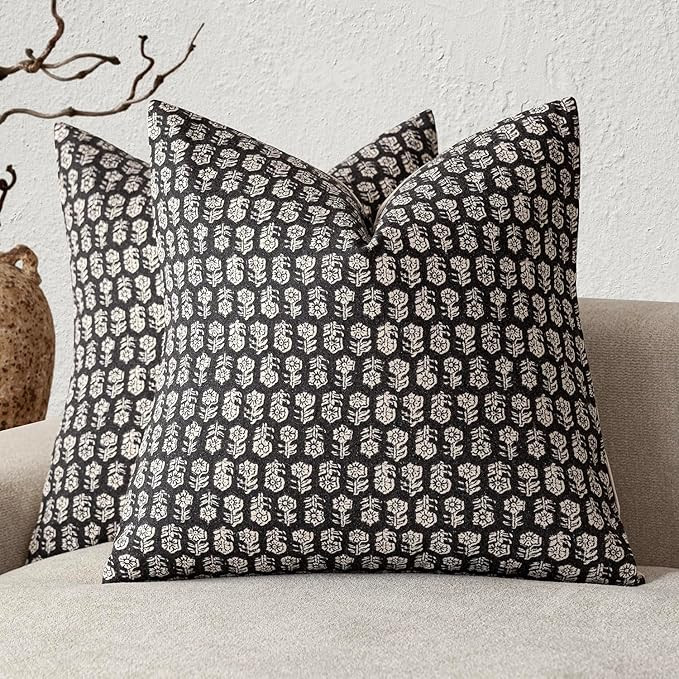 Foindtower Set of 2 Decorative Vintage Print Floral Throw Pillow Covers Neutral Accent Farmhouse ... | Amazon (US)