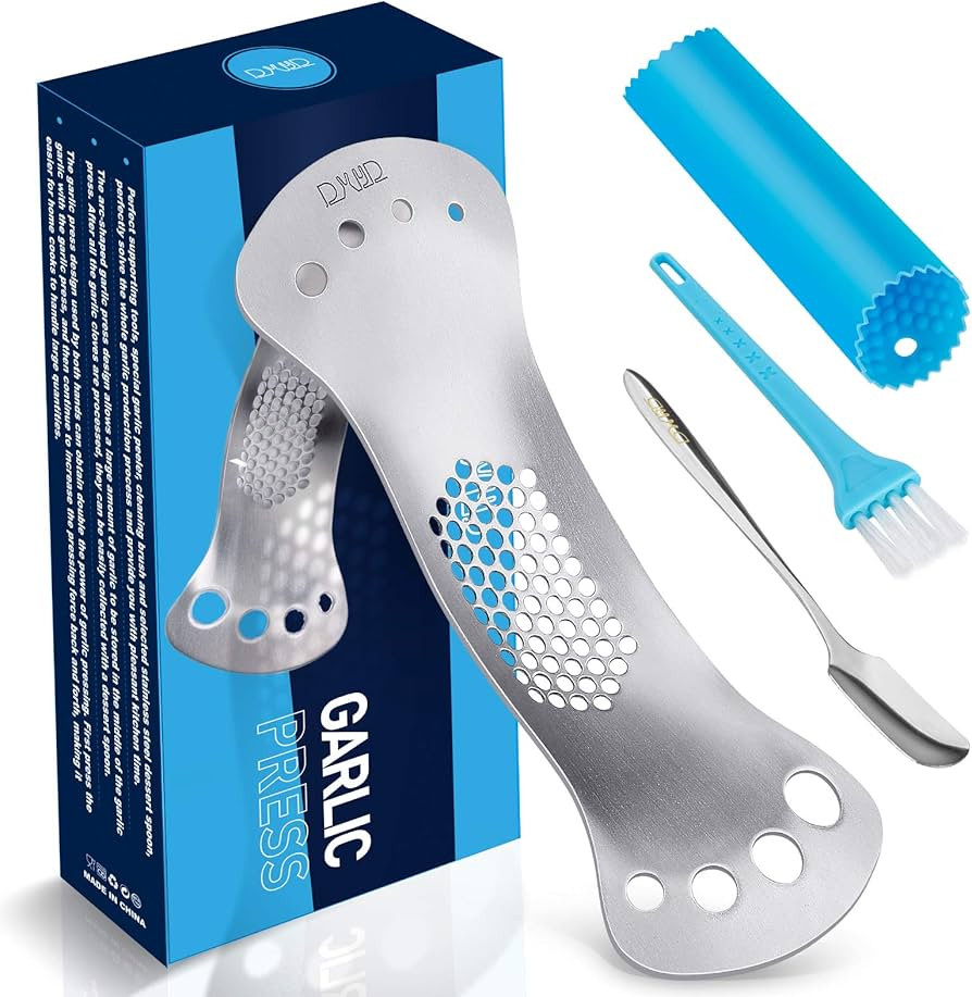 DXYD Garlic Press Rocker, Leaf Herb Stripper, Stainless Steel Garlic Press Rocker, Garlic Mincer ... | Amazon (US)