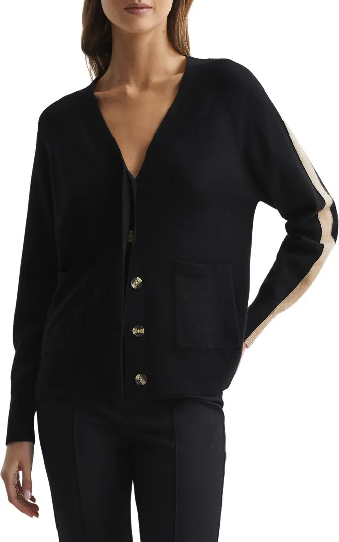 Reiss Amber Stripe Sleeve Cashmere Cardigan | Nordstrom | Nordstrom