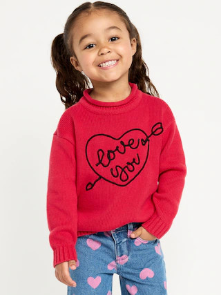 Oversized Embroidered Graphic Sweater for Toddler Girls | Old Navy (CA)