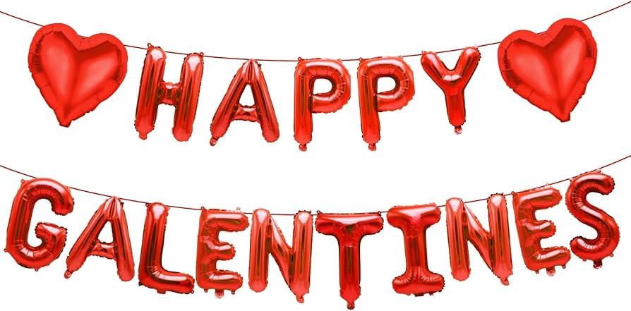 Happy Galentines Day Balloons Decorations, 16" Red Galentines Day Letters Balloons Banner with He... | Amazon (US)