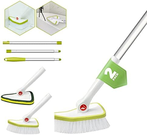2 in 1 Cleaning Brush Tub and Tile Scrubber Brush Sponge with 46'' Extendable Long Lightweight Ha... | Amazon (US)