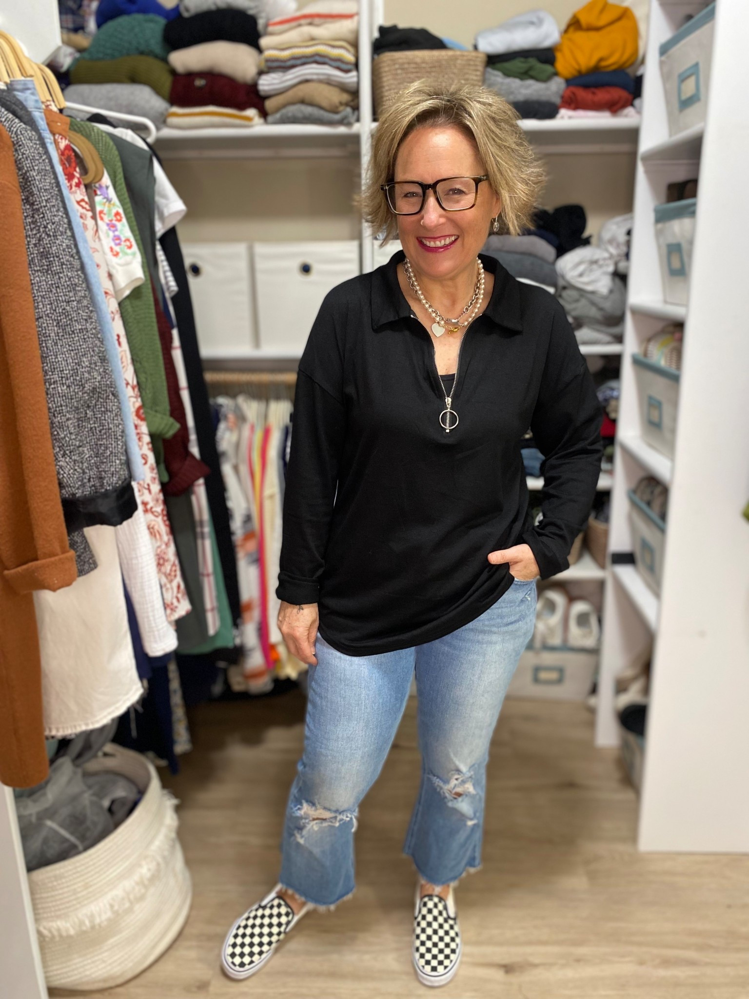 Zipper polo styled 3 ways

#LTKOver40 #LTKMidsize #LTKPetite