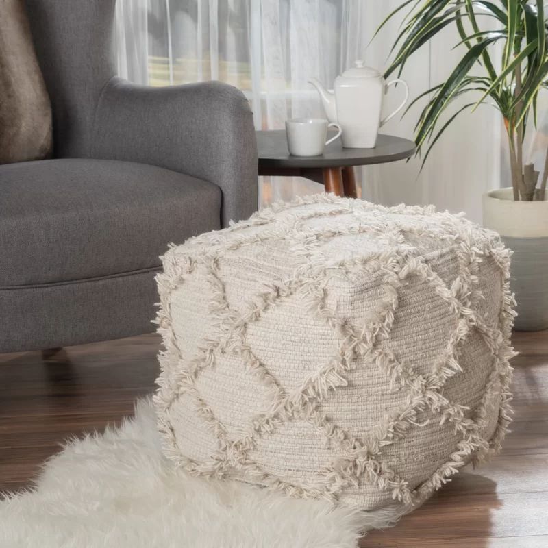 Siegel 16'' Wide Square Geometric Pouf Ottoman | Wayfair North America