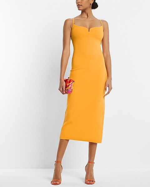 V-Wire Sleeveless Midi Sweater Dress | Express