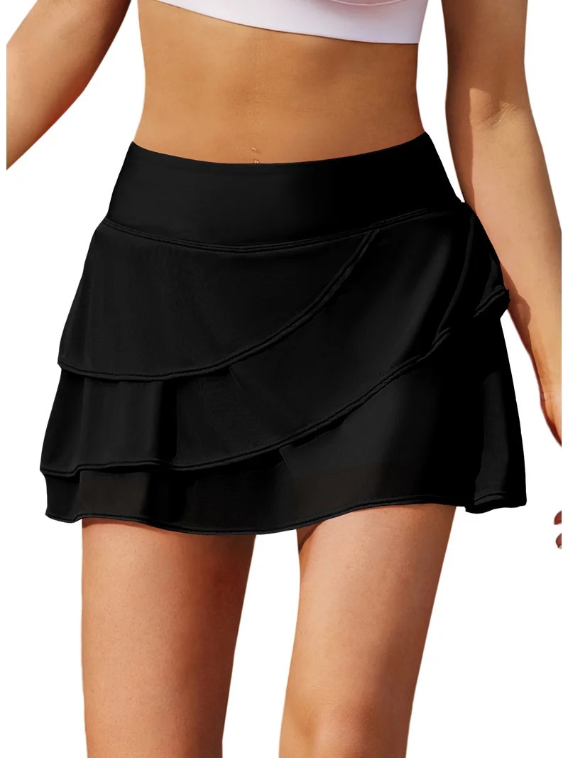 DOKOTOO Womens Swim Skirts Summer Bathing Suit Bottoms for Women Waistband Layered Black Swimdres... | Walmart (US)