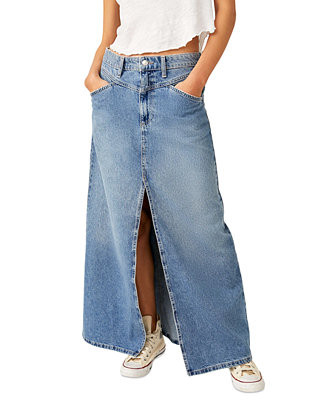 Free People Women's Come As You Are Denim Maxi Skirt - Macy's | Macy's