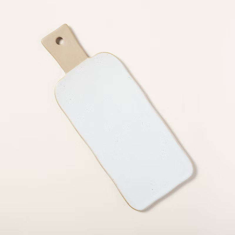 Glazed Stoneware Paddle Serve Board Speckled Sour Cream - Hearth & Hand™ with Magnolia | Target