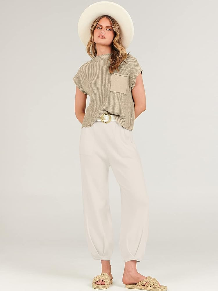 Caracilia Womens Two Piece Outfits Knit Sweater Sets Matching Lounge Set Sweatsuit Tracksuit Summ... | Amazon (US)