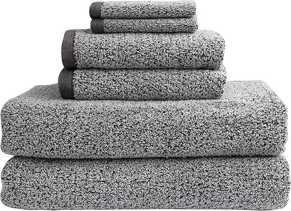 Everplush Diamond Jacquard 6 Pieces Extra Large Bath Sheet Set, Grey (Super Absorbent, Soft, and ... | Amazon (US)