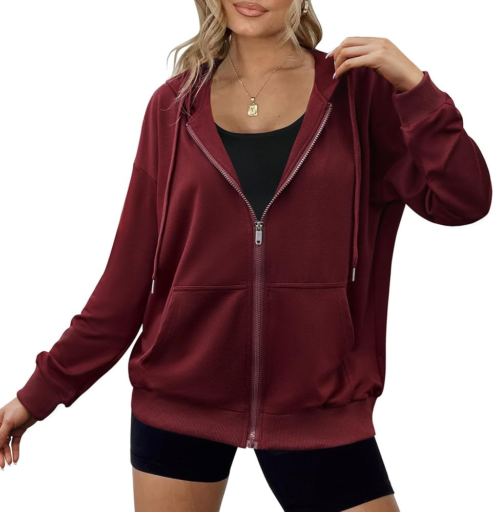 Zeagoo Women's Lightweight Hoodies Full Zip Up Oversized Sweatshirts with Pockets Zip Up Hoodies | Amazon (CA)