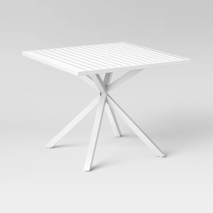 Seabury Steel 4 Person Square Patio Dining Table, Outdoor Furniture - White - Threshold™ | Target