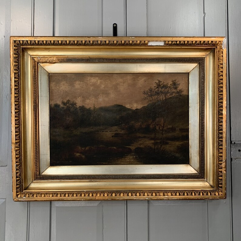 Large Antique Signed River Landscape Oil Painting 1 of 2 | Etsy | Etsy (US)