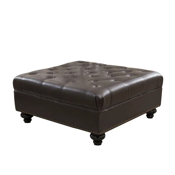 Novak 38.2" Wide Faux Leather Tufted Square Cocktail Ottoman | Wayfair North America
