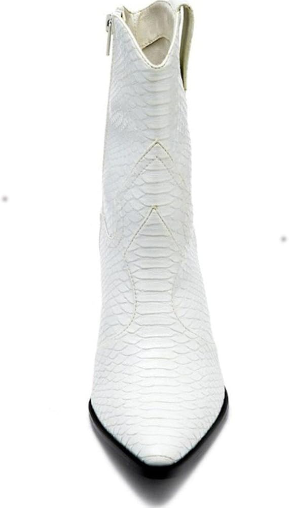 Coconuts by Matisse Womens Bambi Croc Pointed Toe Casual Boots Ankle Mid Heel 2-3" - White - Size... | Amazon (US)