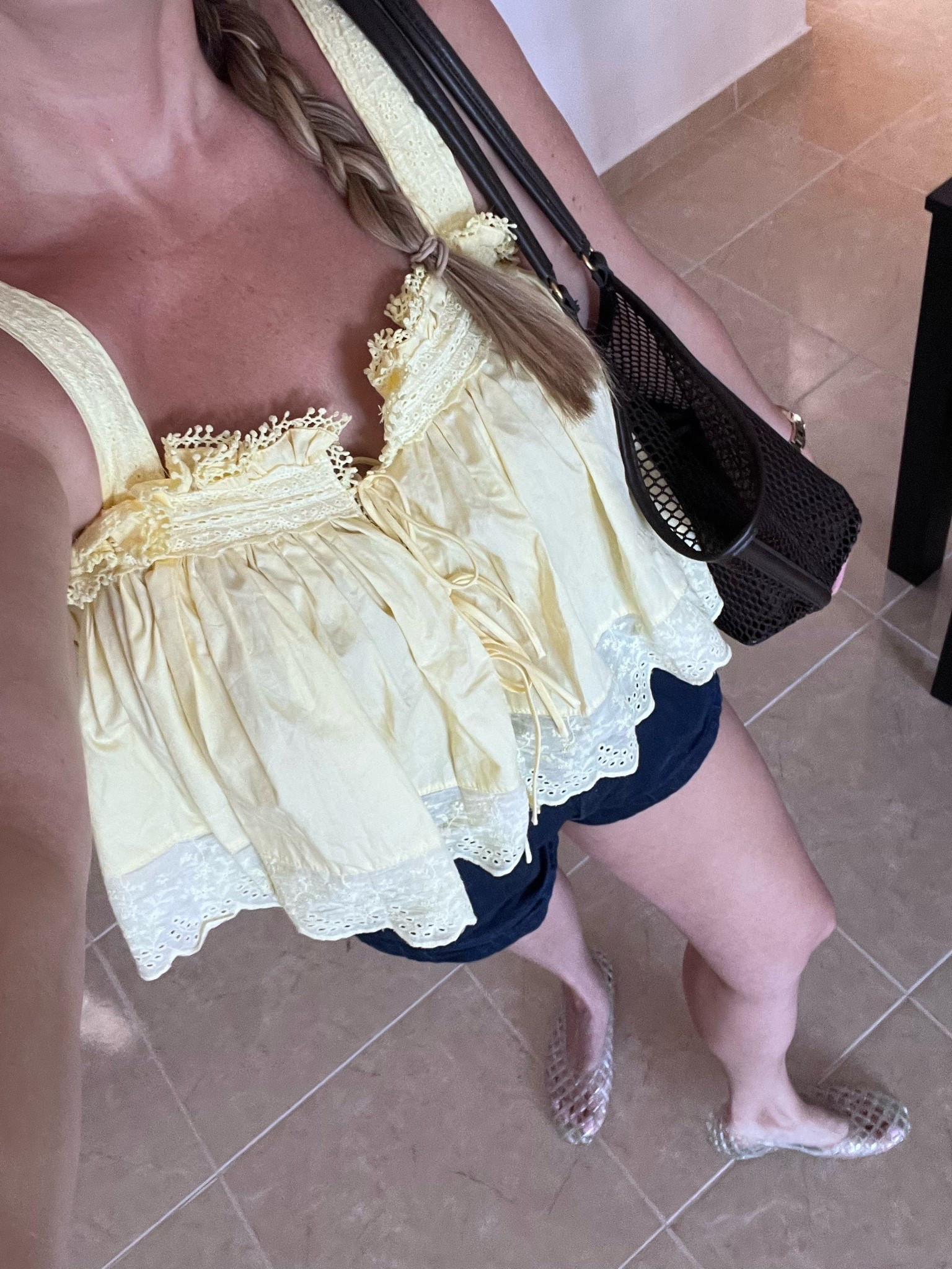Summer outfit 
Lace top
Amazon top
Jelly shoes
Jelly flats
Zara shorts
Zara bag

#LTKootd #LTKmomlife #LTKOver40