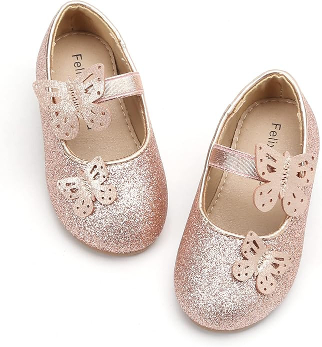 Felix & Flora Girls Toddler Little Ballet Shoes - Flower Girls Mary Jane Flats Dress Shoes Party ... | Amazon (US)