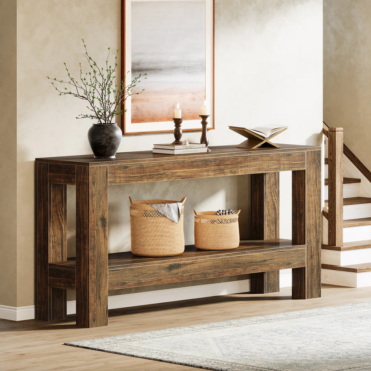 62.99" W Stain Resistant Pedestal Console Table | Wayfair North America