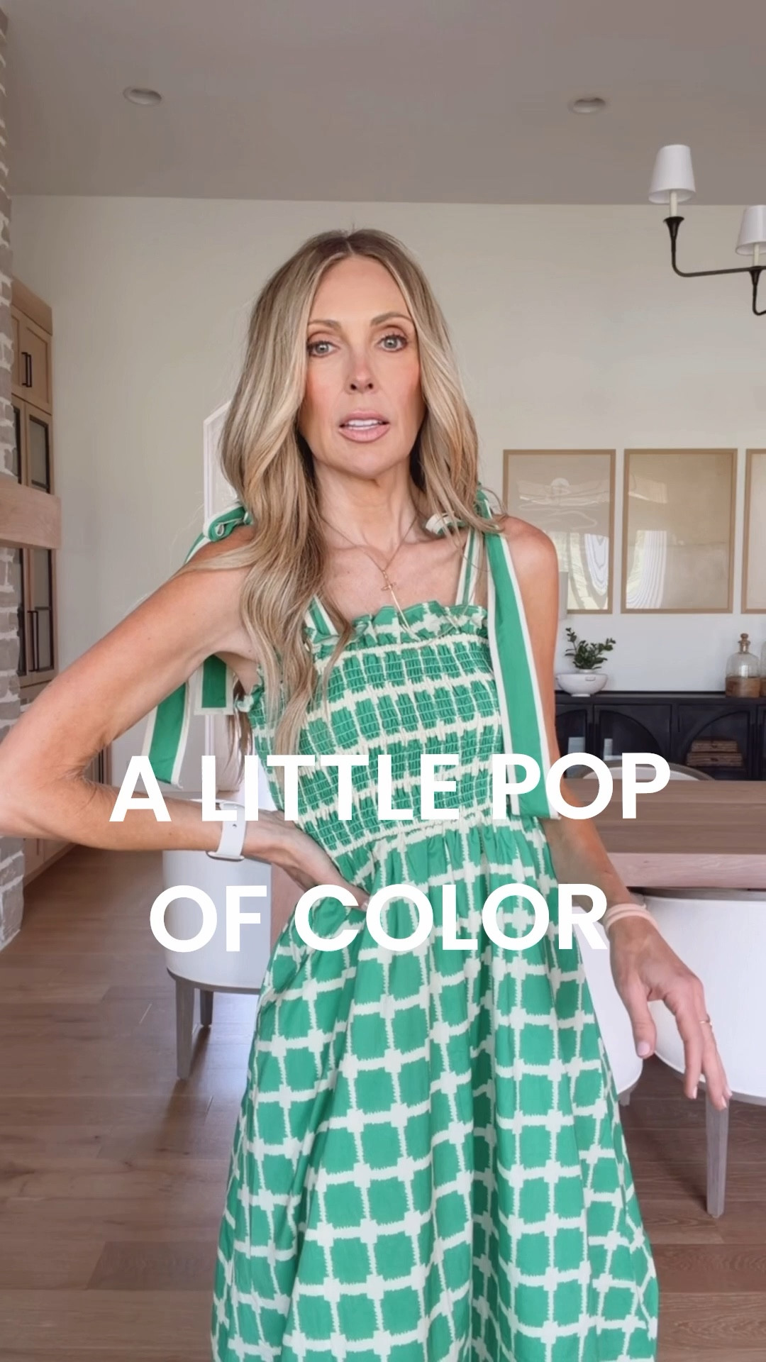 Tie shoulders, smocked and an empire waist with a flowy skirt... easy to wear for many occasions. Use code JENNYR15 for 15% off. 

@Avara #avarapartner