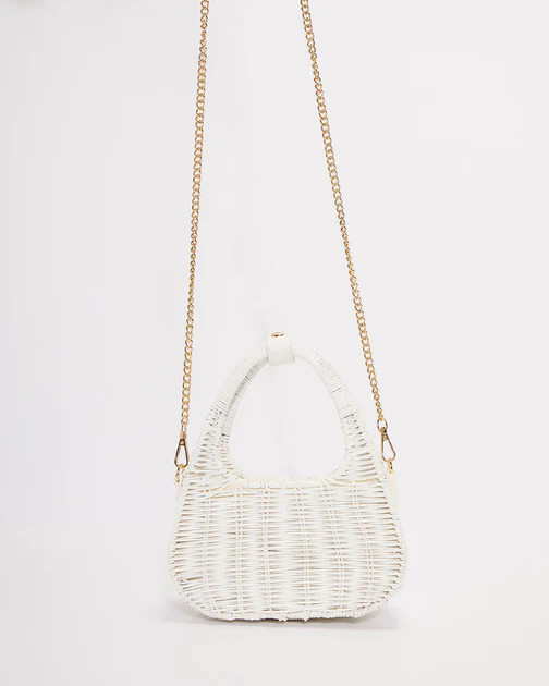 Bianco Crossbody Straw Mini Bag - White | VICI