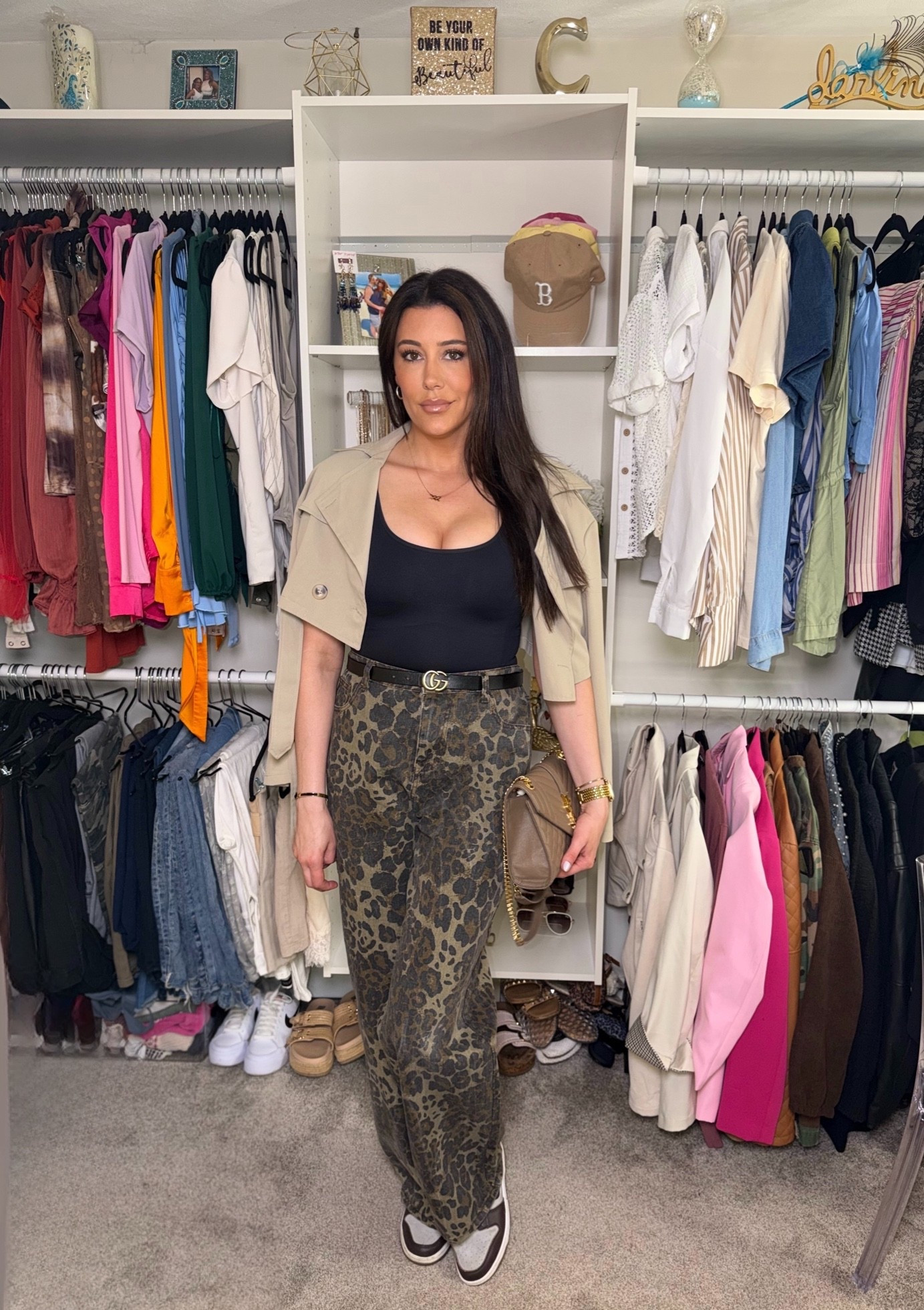 Neutral with a side of wild ✨ 

Obsessed with the leopard print trend right now, and these wide-leg pants are an absolute must-have! Paired them with a classic black bodysuit, a cropped trench for those easy layers, and my go-to designer accessories to elevate the look. Perfect for a casual dinner or a day out with the girls! 🥂🐆

#LTKxAbercrombie #LTKdayinmylife #LTKootd