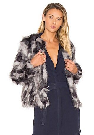 x REVOLVE Averly Faux Fur Coat on Grey & Black | Revolve Clothing