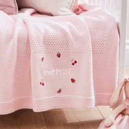 Personalised Fruit Design Light Pink Baby Shawl | My 1st Years (Global)